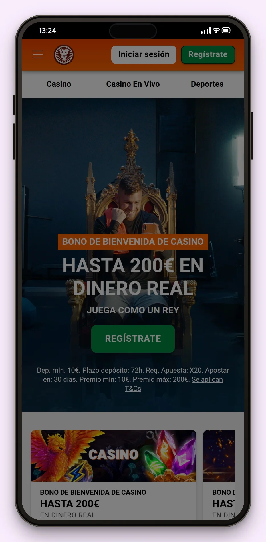 mejor casino MGA: LeoVegas en el móvil, el lobby