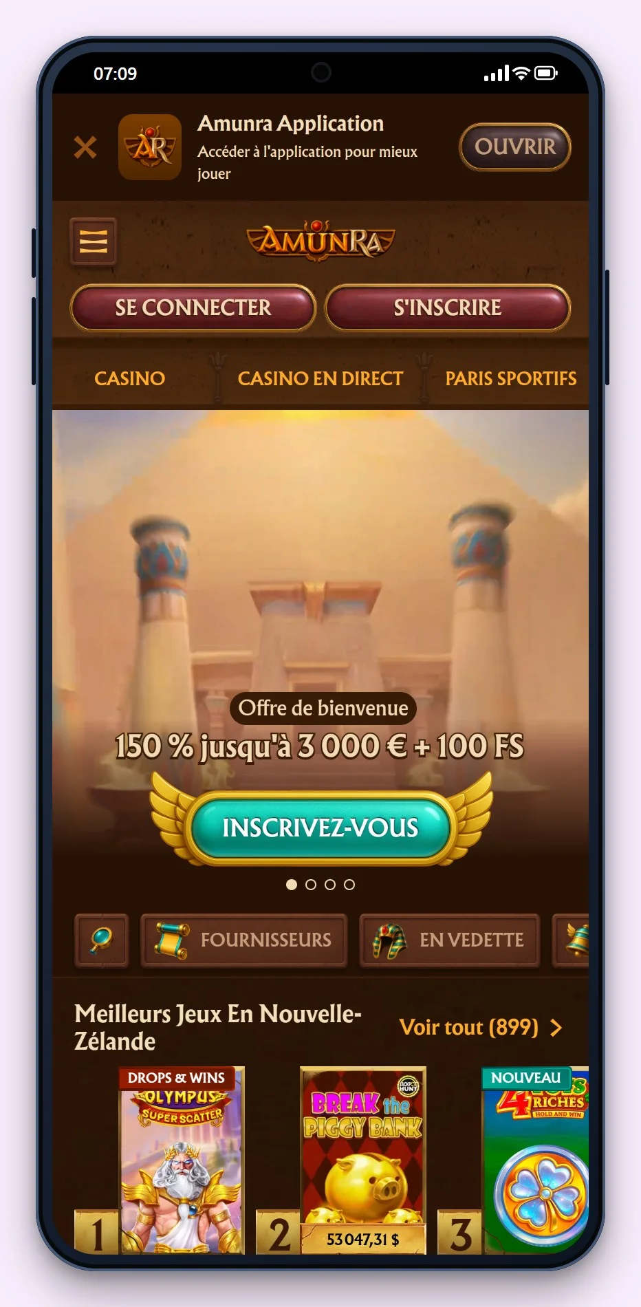 mga casinos : AmunRa sur mobile, le lobby