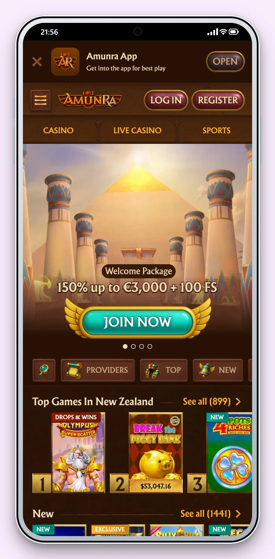 mga casino: AmunRa on a phone, the mobile lobby