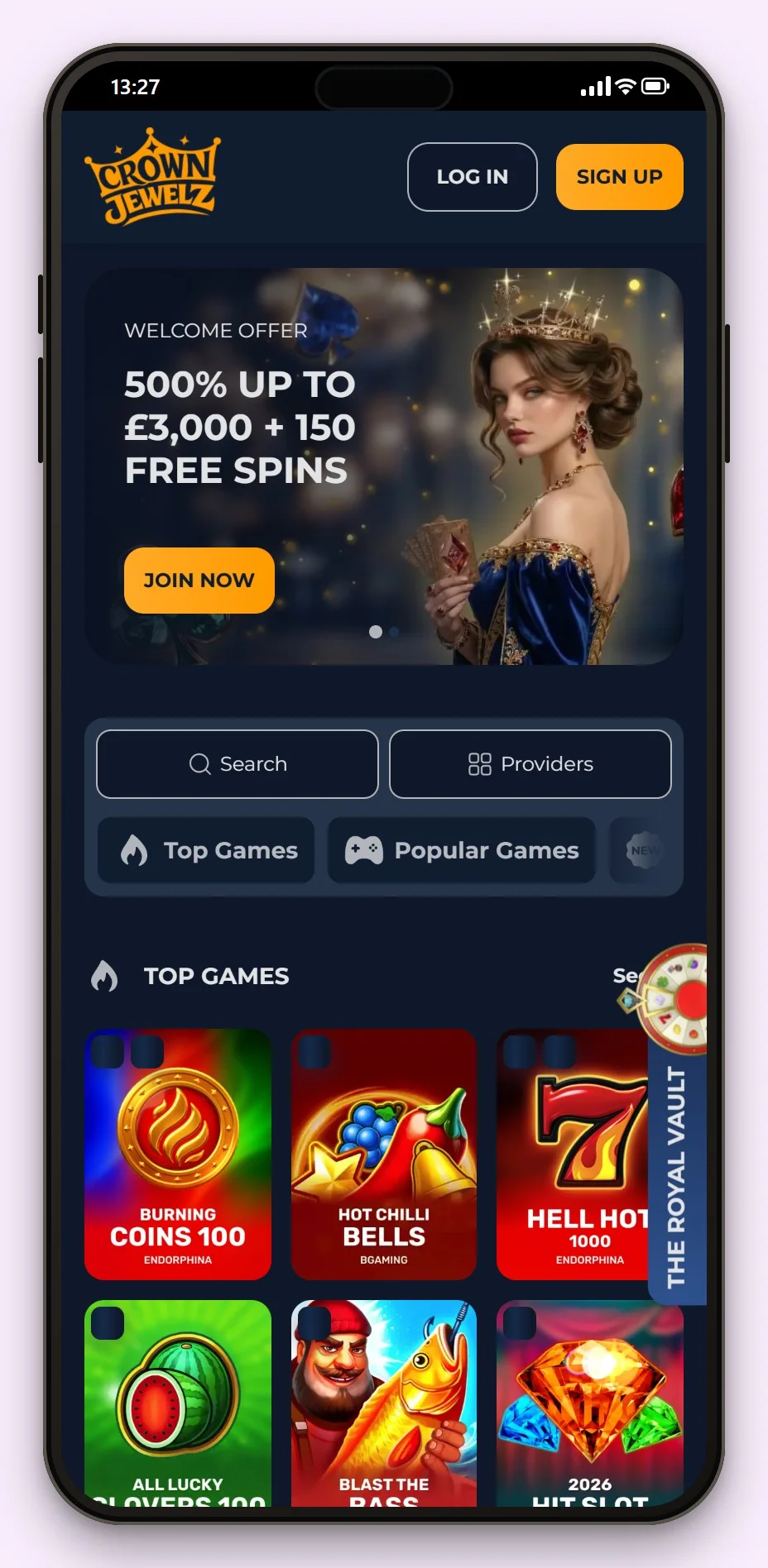 new mga casinos: CrownJewelz on a phone, the mobile lobby